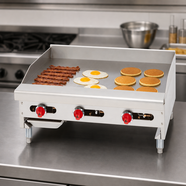 Product image #3 for American Range 36-Inch Manual Countertop Gas Griddle with 24-Inch Smooth Polished Steel Plate