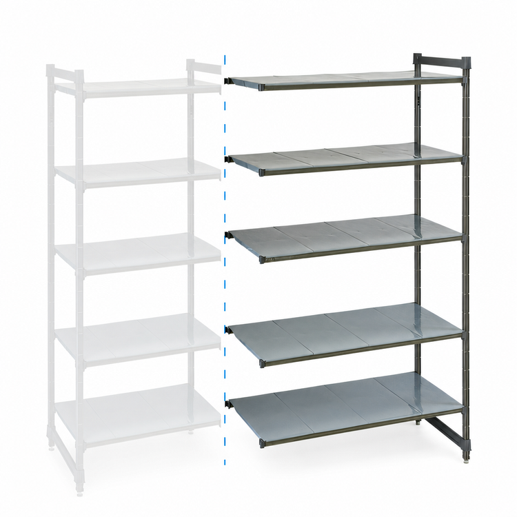 Product image #3 for Cambro Camshelving Basics Plus 24" x 36" x 84" Solid Add-On Shelving Unit, 5-Tier