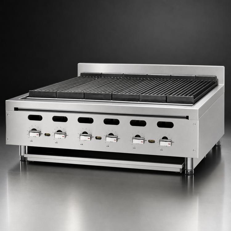 Product image #3 for Vulcan Achiever VACB25 Heavy-Duty Countertop Gas Charbroiler, 25-1/8-Inch Wide, 4 Burner