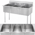Thumbnail image #3 for 3-Compartment Stainless Steel Budget Sink with 24 x 24 x 13 Bowls, 75 Inch Wide