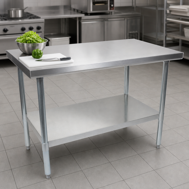 Product image #3 for John Boos Stallion Economy Stainless Steel Work Table, 84" W x 30" D, with Safety Edge and Adjustable Undershelf