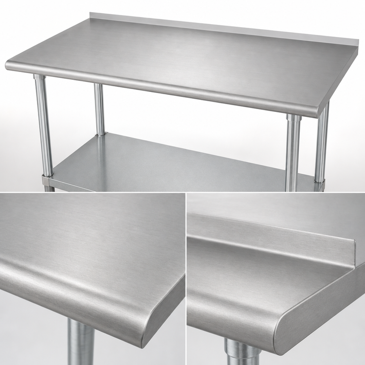 Product image #3 for Advance Tabco 144-Inch x 36-Inch 304 Stainless Steel Work Table with 1-1/2-Inch Rear Up-Turn, Galvanized Undershelf and Legs