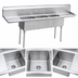 Thumbnail image #3 for MixRite Freestanding 3-Compartment Stainless Steel Sink with Left and Right Drainboards, 90-Inch Wide