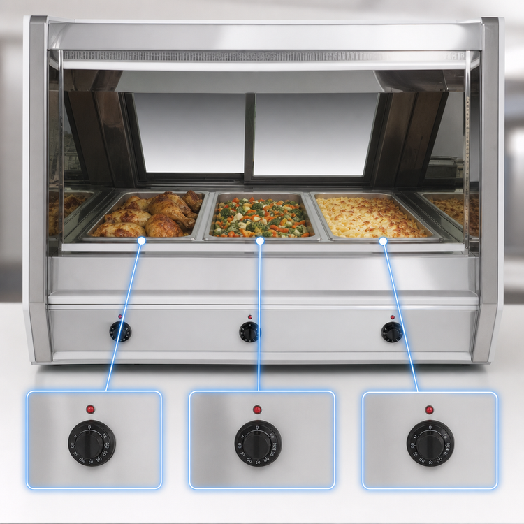 Product image #3 for Howard-McCray 52-1/2-Inch Full-Service Hot Food Case with 3 Wells, White Exterior
