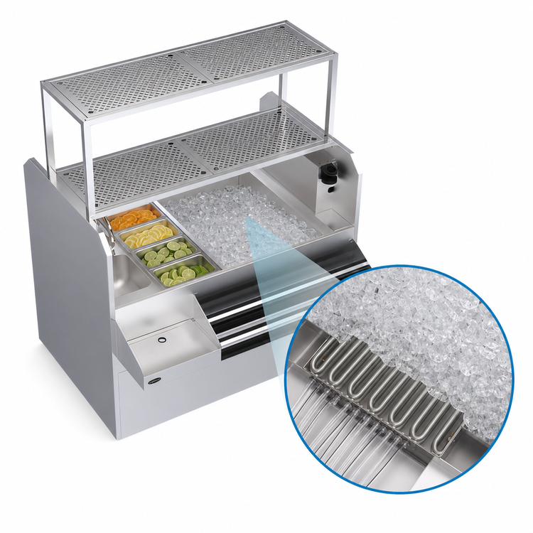 Product image #4 for Krowne Royal Series 54-Inch Pass-Thru Underbar Ice Bin/Cocktail Station with Right-Side 10-Circuit Cold Plate