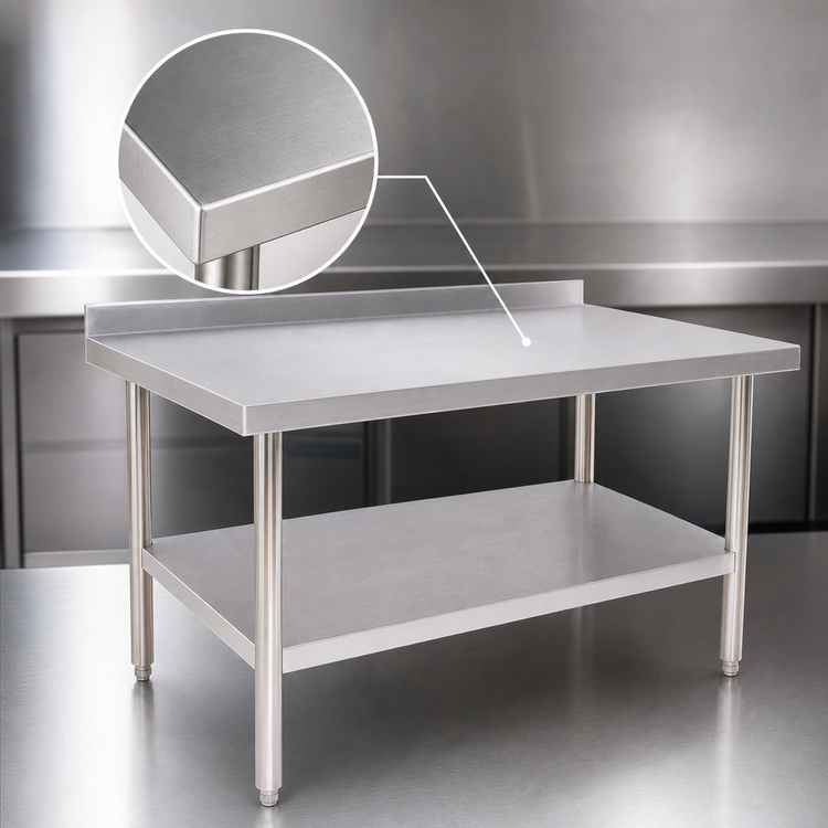 Product image #3 for 72 x 24-Inch Stainless Steel Work Table with Undershelf and 2-Inch Rear Up-Turn