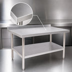 Thumbnail image #3 for Klinger's Trading 16GA-ABST2472 72 x 24-Inch Stainless Steel Work Table with Undershelf and 2-Inch Rear Up-Turn