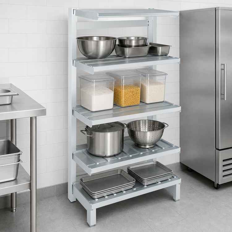 Product image #3 for Channel Manufacturing BC2048 Freestanding T-Bar Cantilever Shelving, Aluminum, 48" W x 20" D x 72" H
