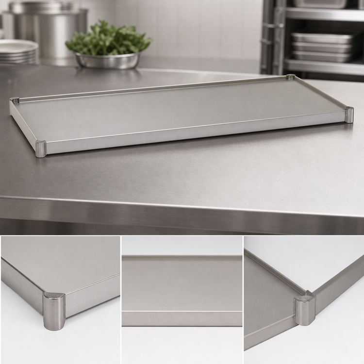 Product image #3 for Eagle Group 36 x 14 Inch Solid Stainless Steel Shelf with Marine Edge, 600 lb Capacity