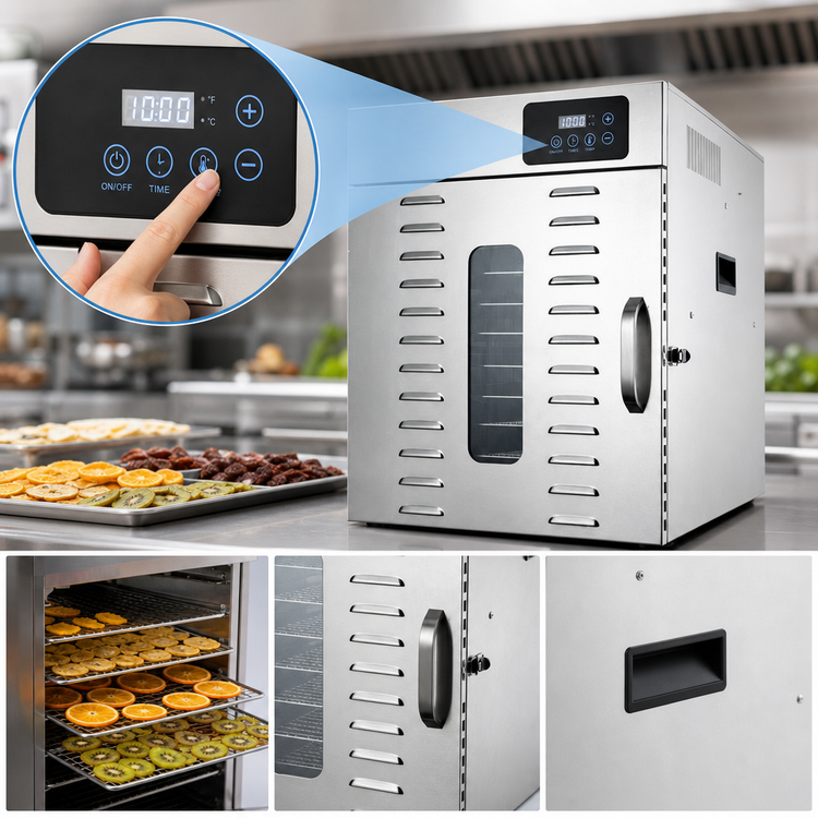 Product image #3 for Countertop Single-Zone Stainless Steel 12-Tray Digital Food Dehydrator, 120V
