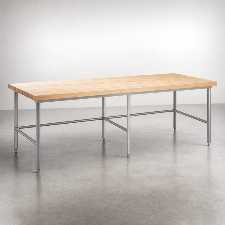 Product image #3 for John Boos Baker's Table Frame for 168-Inch x 60-Inch Top, Stainless Steel Legs, Without Bin Stops, Welded Set-Up