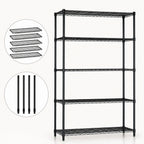 Thumbnail image #3 for Quantum WR74-1272BK-5 Stationary Wire Shelving Starter Kit, 72" W x 12" D x 74" H, 5 Shelves, Black Epoxy Finish