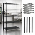 Thumbnail image #3 for Quantum WR63-1848BK-5 Stationary Black Epoxy Wire Shelving Starter Kit, 48"W x 18"D x 63"H, 5 Shelves