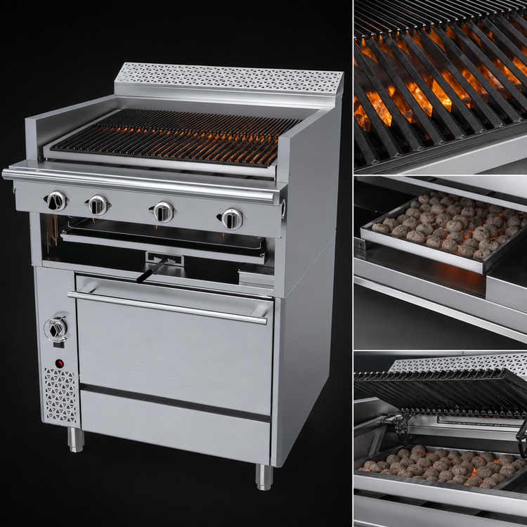 Product image #3 for Garland Cuisine Series Heavy Duty 36-Inch Gas Charbroiler Range with Briquettes and Convection Oven