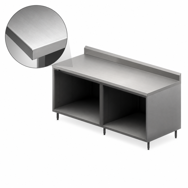 Product image #3 for BK Resources Stainless Steel Chef Table with Open Front Cabinet Base, 84 x 30 Inches, 5-Inch Riser