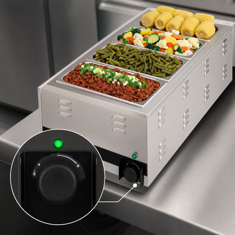 Product image #3 for APW Wyott X*PERT CW-3AI Electric Countertop Food Pan Warmer/Rethermalizer, 28-1/2 Qt., 4-Compartment, 1/3-Size Pan