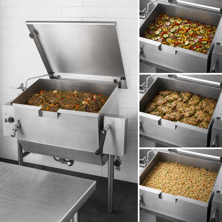Product image #3 for Classic 31-Gallon Wall-Mounted Gas Tilting Skillet with Worm Gear Tilt