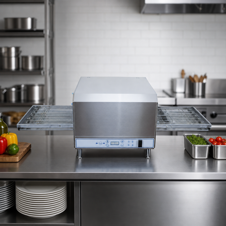 Product image #3 for Lincoln Foodservice Ventless Digital Countertop Conveyor Oven, Single Stack, 20-Inch Baking Chamber, 50-Inch Extended Conveyor