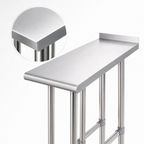 Thumbnail image #3 for Sapphire Manufacturing SMEFT-2412 12 x 24 Inch 18-Gauge 400 Series Stainless Steel Equipment Filler Table, Open Base, 1-1/2 Inch Rear Upturn