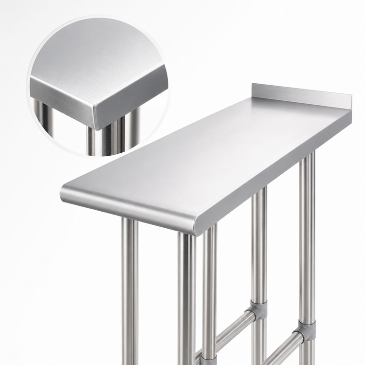 Product image #3 for 12 Inch x 24 Inch 18-Gauge Stainless Steel Equipment Filler Table with 1-1/2 Inch Rear Upturn