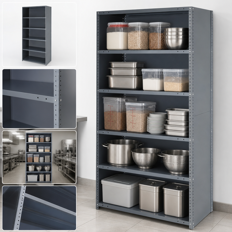 Product image #3 for Quantum IRONMAN 5-Shelf Closed Steel Shelving Unit, 18 x 36 x 75 Inches