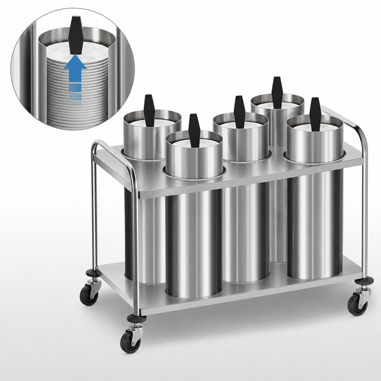 Product image #3 for Atlas Metal 4-Stack Unheated Mobile Open Plate Dispenser for 5-3/4 Inch Plates