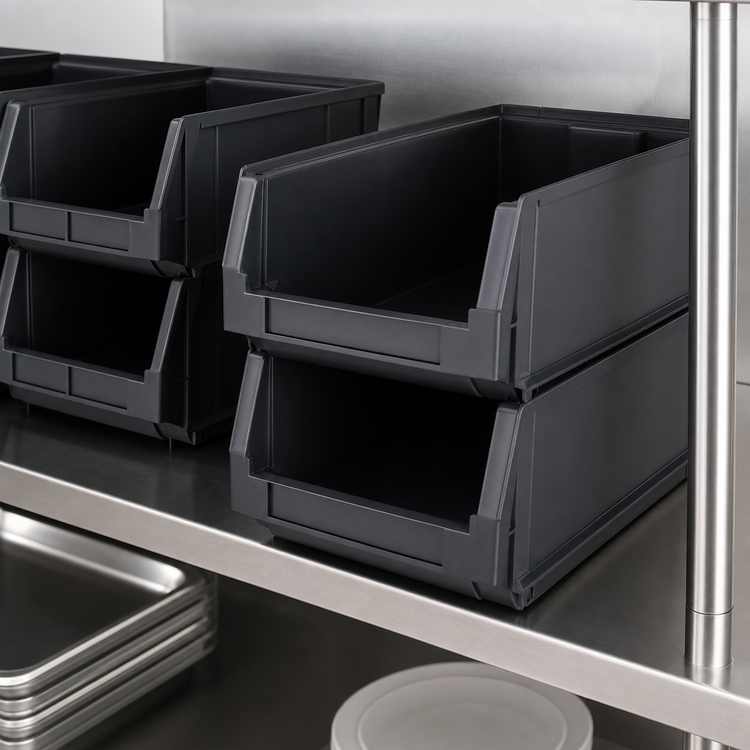 Product image #3 for Quantum Magnum Stackable Shelf Bin, 19-3/4 x 12-3/8 x 7-7/8 Inch, Black