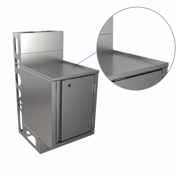 Product image #4 for BK Resources Top Shelf Underbar Cabinet with Flat Raised-Edge Top and Hinged Lock Door, 21 Inch Wide x 18 Inch Deep