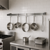 Thumbnail image #3 for BK Resources Wall-Mount Single Bar Pot Rack, 72 Inch x 12 Inch, 304 Stainless Steel, 6 Double-Prong Hooks