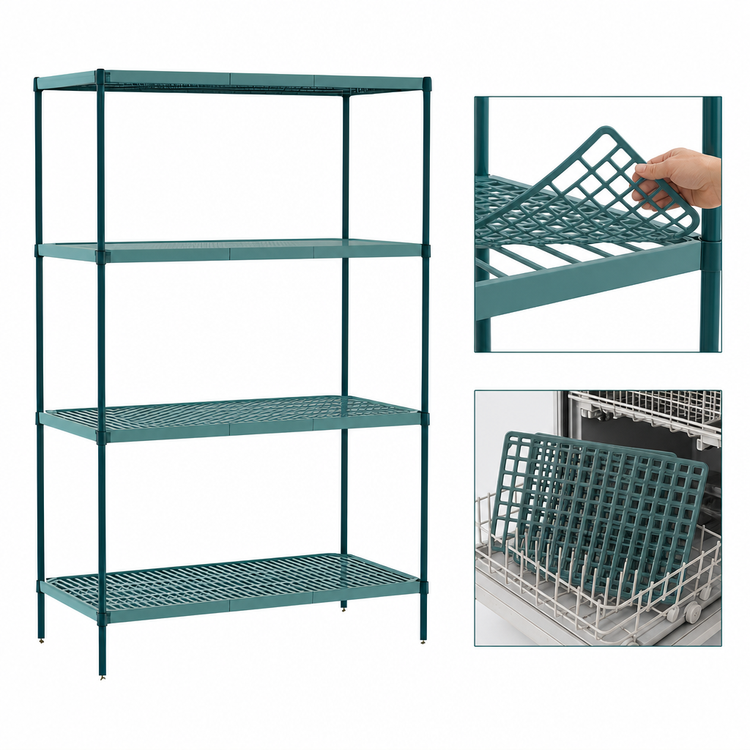 Product image #3 for Metro Super Erecta Pro 21 Inch x 42 Inch x 63 Inch Stationary Polymer Shelving Starter Unit with 4 Shelves