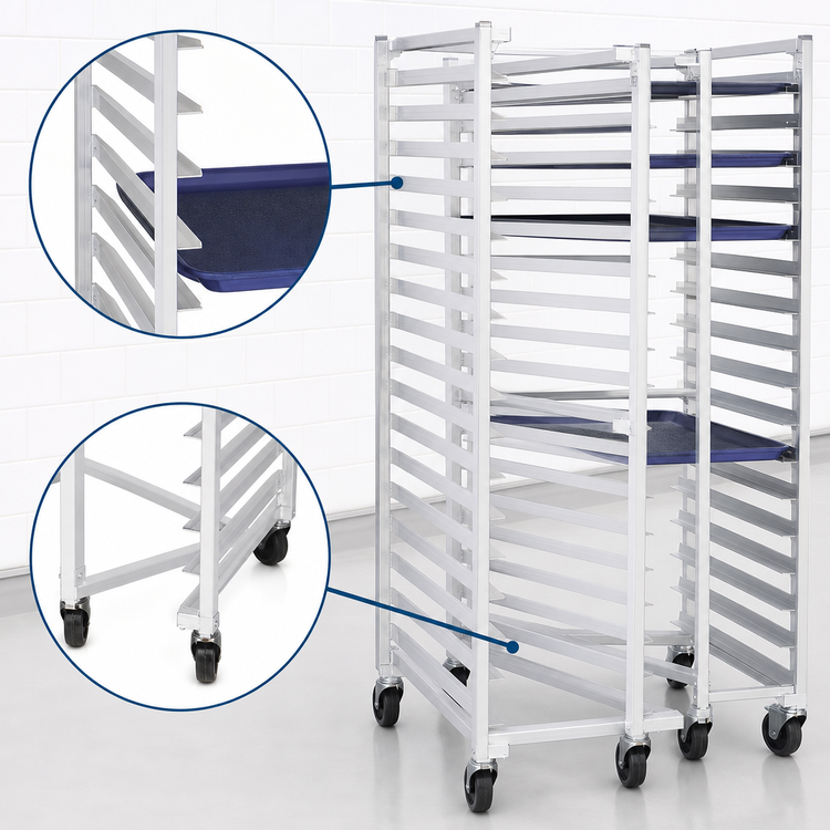 Product image #3 for Panco Z-Type Mobile Full-Height Open-Side Sheet Pan Nesting Rack, 30-Pan, Aluminum