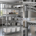 Thumbnail image #3 for Redi-Pak 5-Tier Wire Shelving Unit, 36W x 18D x 74H, Pewter Gray Epoxy