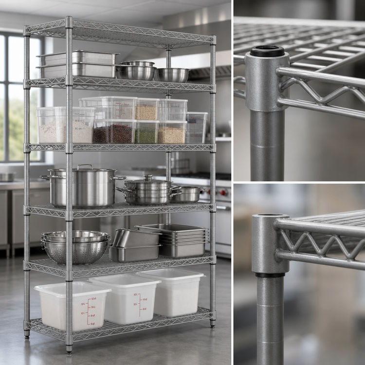 Product image #3 for Redi-Pak 5-Tier Wire Shelving Unit, 36W x 18D x 74H, Pewter Gray Epoxy