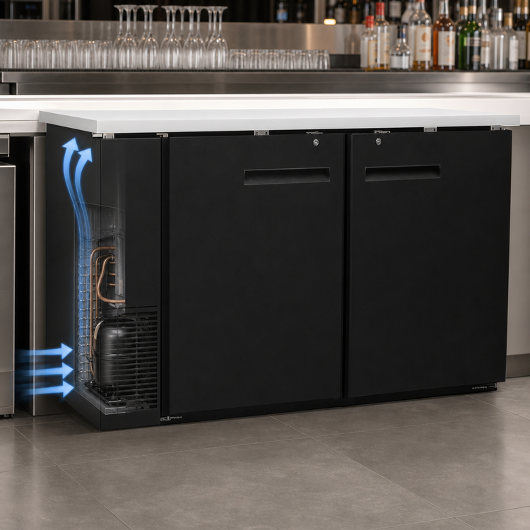 Product image #3 for Migali Competitor Series 60-Inch Two-Section Solid Door Back Bar Refrigerator