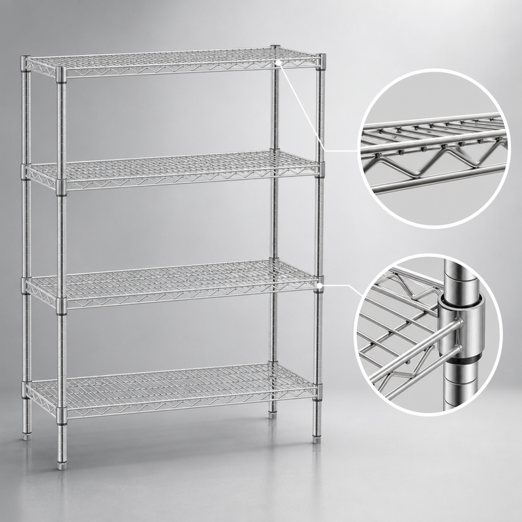 Product image #3 for Eagle Group 4-Tier Starter Wire Shelving Unit, 36 x 21 x 63 Inches, Stainless Steel Finish