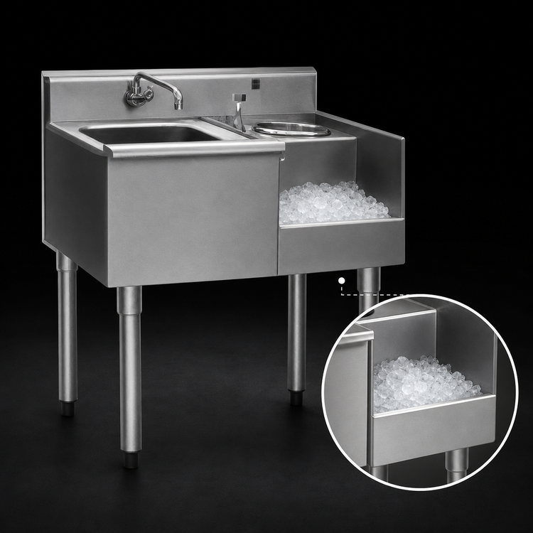 Product image #3 for Eagle Group 1800 Series 50-Inch Underbar Ice Bin/Cocktail Station with Blender Recess and 7-Circuit Cold Plate