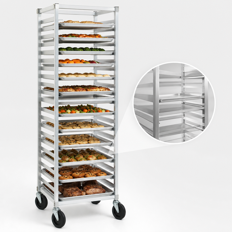 Product image #3 for Panco Mobile Full-Height Open-Sided Utility Rack for 18 Inches x 26 Inches Trays