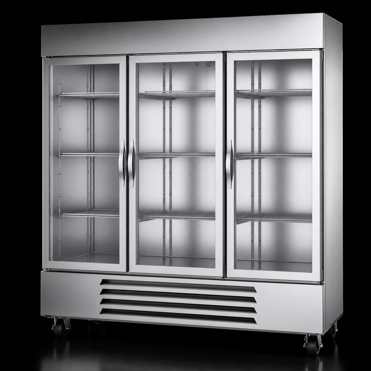 Product image #4 for Beverage-Air Horizon Series Three-Section Glass Door Reach-In Refrigerator, 70.19 Cu. Ft., Bottom Mount