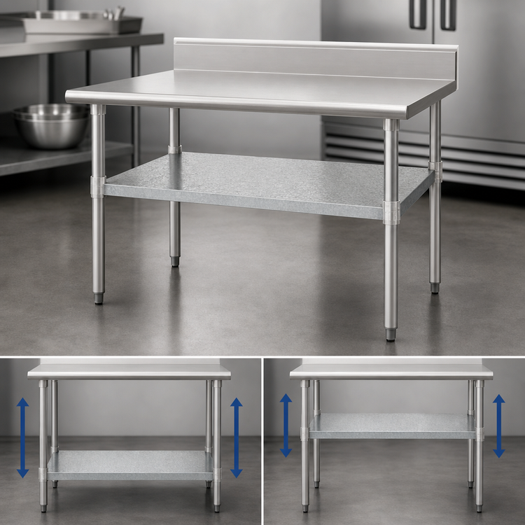 Product image #3 for Eagle Group Adjustable Galvanized Work Table Undershelf for 24-Inch x 30-Inch Tables