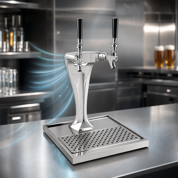 Product image #3 for Glastender Cobra 2-Faucet Air-Cooled Countertop Draft Dispensing Tower, Mirror Finish