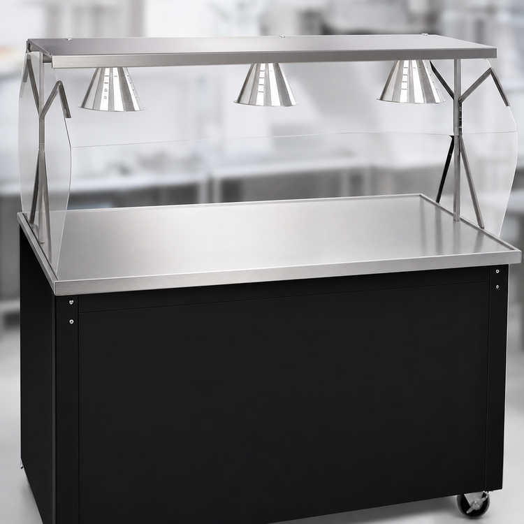Product image #3 for Vollrath 2-Series Affordable Portable 46-Inch Mobile Utility Station with Sliding Door Storage Base and Buffet Breath Guard