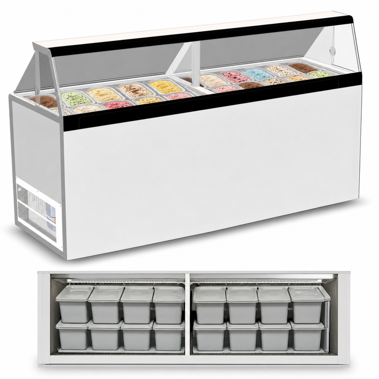 Product image #3 for Master-Bilt DD-88 Standard Ice Cream Dipping/Display Cabinet with 16 Display and 12 Storage 3-Gallon Tubs