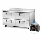 Thumbnail image #3 for True Mfg. - General Foodservice TWT-60D-4-HC 60-Inch Two-Section Stainless Steel Worktop Refrigerator with 4 Drawers, Rear-Mounted Self-Contained