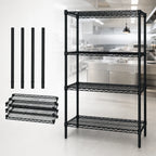 Thumbnail image #3 for Quantum WR86-1854BK Stationary Wire Shelving Starter Kit, 54"W x 18"D x 86"H, 4 Shelves, Black Epoxy Antimicrobial Finish