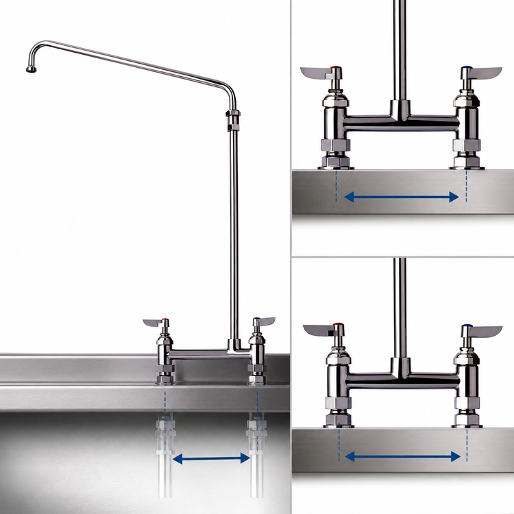 Product image #3 for Big-Flo 8-Inch Center Deck Mount Double Pantry Mixing Faucet with 18-Inch Swing Nozzle