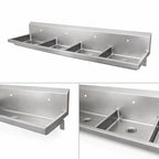 Thumbnail image #3 for BK Resources MSHSA-96W1 Four-Station Wall-Mounted Hand Wash Sink, 96-Inch, 304 Stainless Steel, ADA