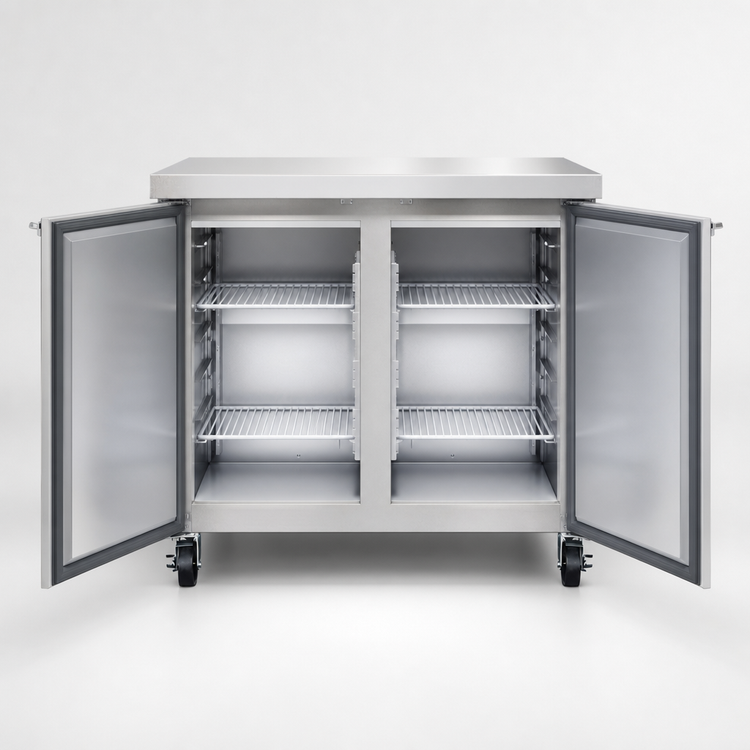 Product image #3 for Continental Refrigerator 36-Inch Two-Section Worktop Freezer with Stainless Steel Flat Top and Rear-Mounted Self-Contained Refrigeration