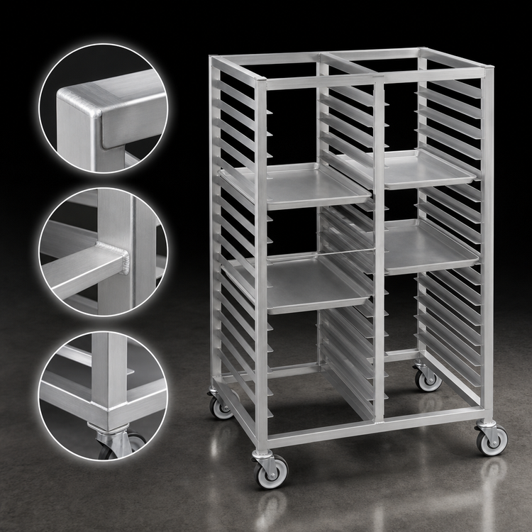 Product image #3 for Channel 424A6 64-Inch High Standard Series Double-Section Aluminum Cafeteria Tray Rack, 18-Tray Capacity