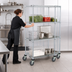 Thumbnail image #3 for Quantum Mobile Enclosure Wire Shelving Cart, 60W x 24D x 69H, Chrome Plated Finish