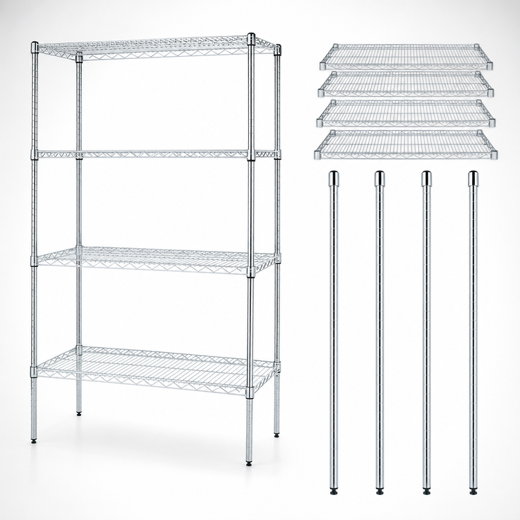 Product image #3 for Quantum 36 Inch x 21 Inch x 54 Inch 5-Shelf Stationary Wire Shelving Starter Kit